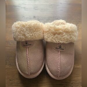 BearPaw Pink and Cream Cozy Slippers